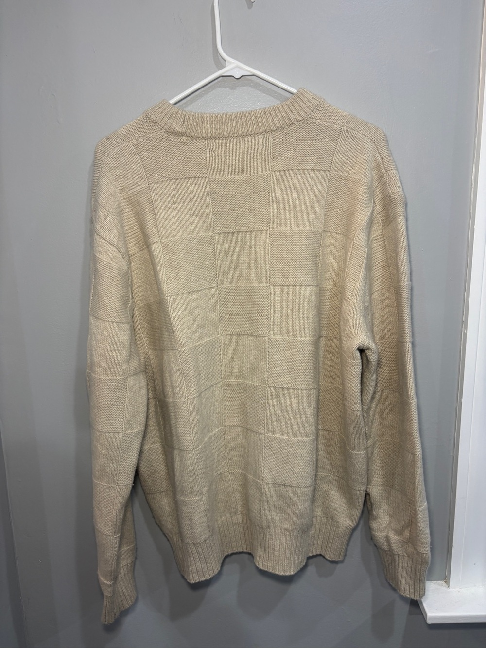 Madewell Men’s Checkerboard Beige Cream Sweater Oversize Fit Wool Blend Medium - Picture 5 of 9
